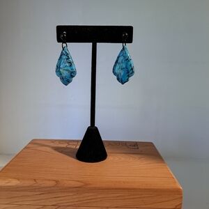 Elegant Blue Dangle Earrings Polymer Turquoise